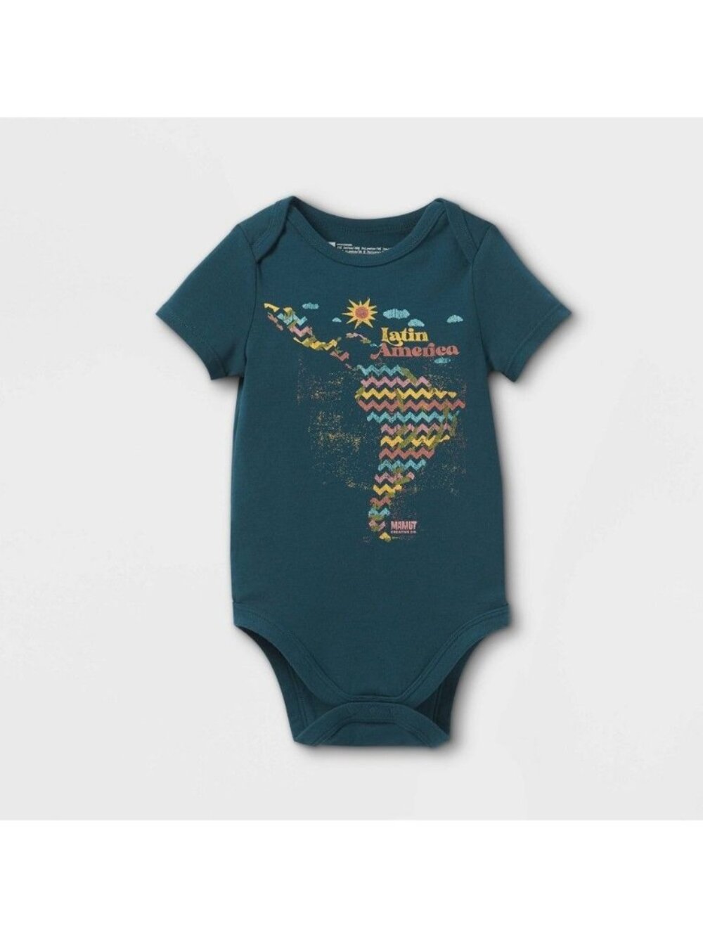 Latin America Map Baby Onesie By Mamut Creative Co. NB/RN Green Short Sleeve